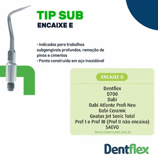 Ponta Ultrassônica Tip Perio Sub - Dentflex