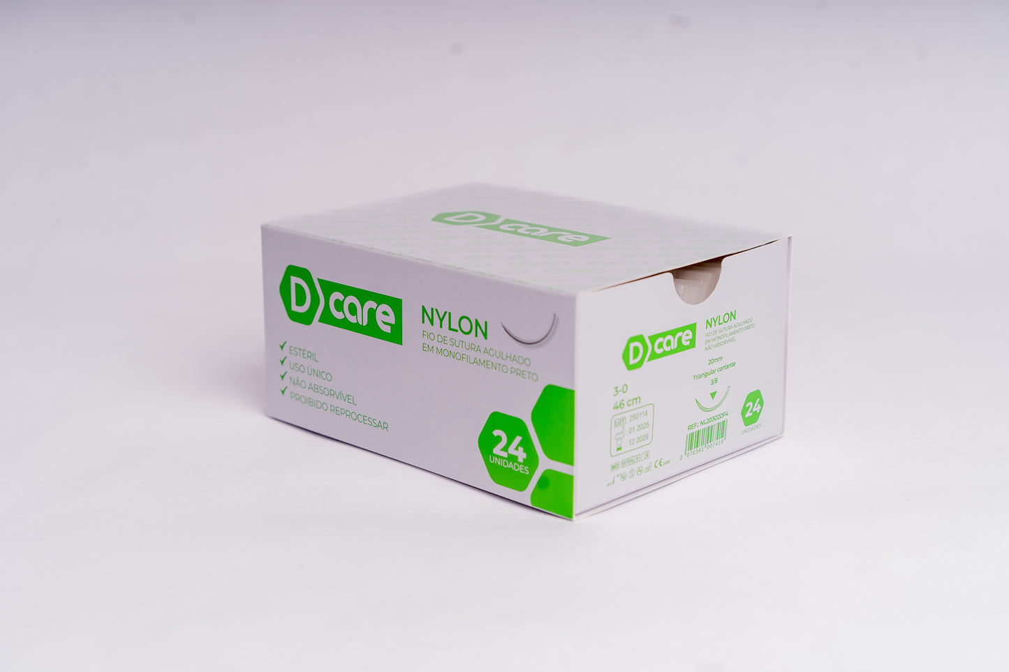 Fio Sutura Agulhado Nylon - D Care