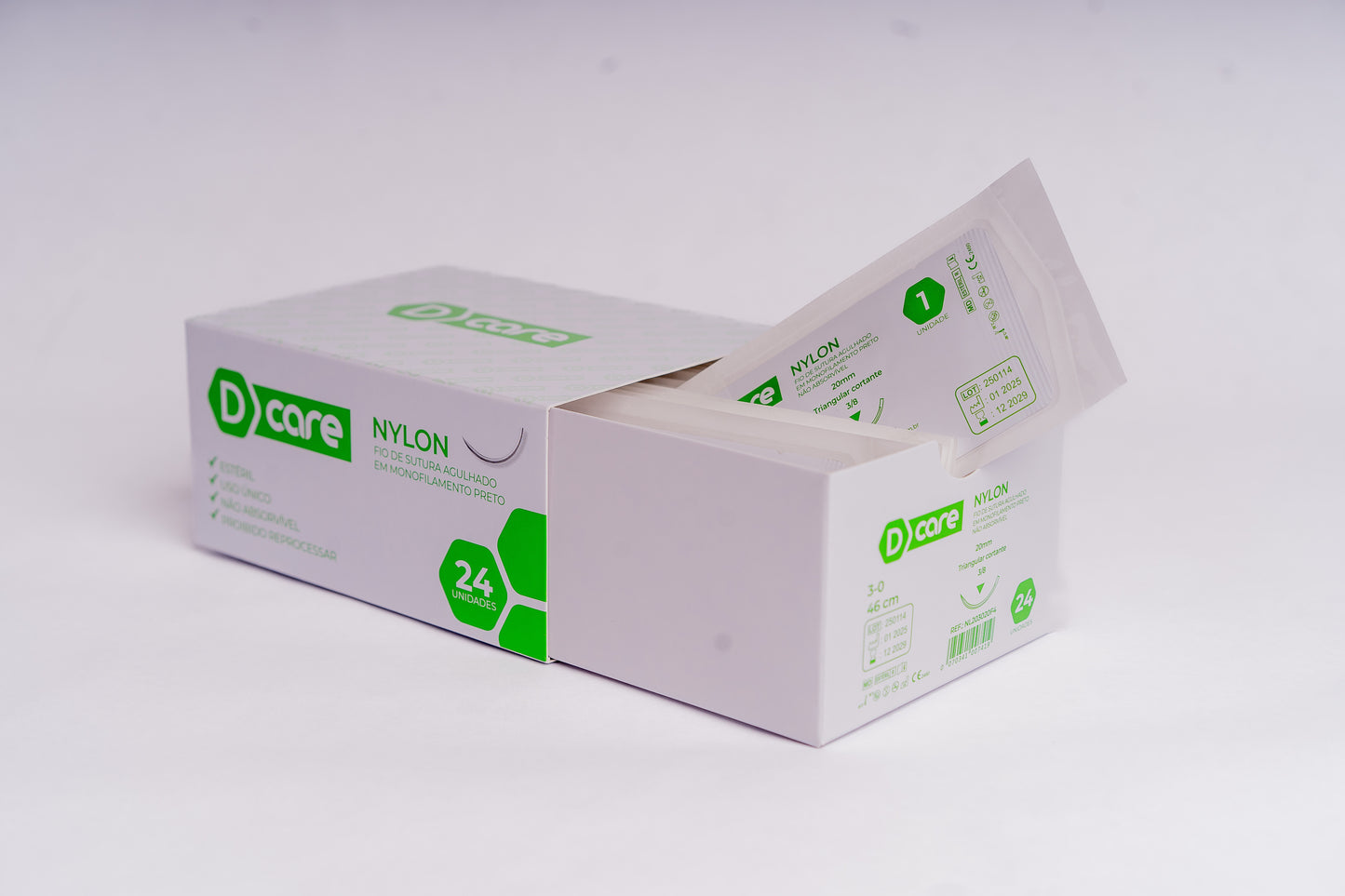 Fio Sutura Agulhado Nylon - D Care