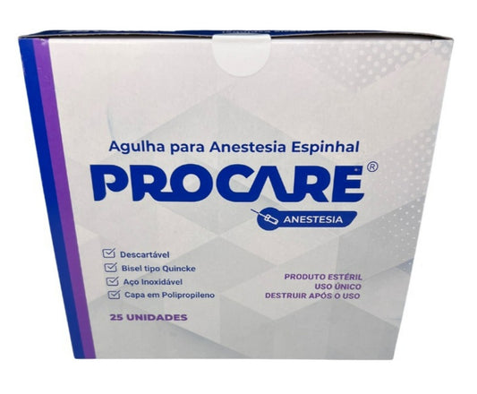 Agulha Anestésica Espinhal Raquidiana 22g X 3 1/2 25 Unid - Procare