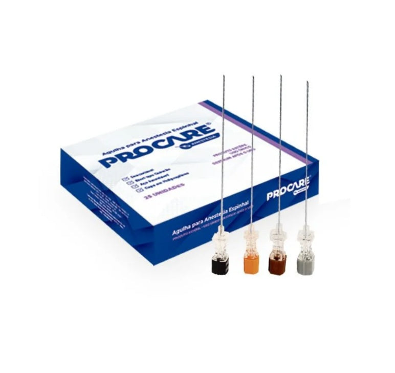 Agulha Anestesia Espinhal Raquidiana 25gx3,5mm 25un - Procare