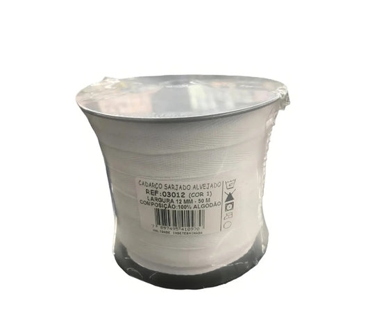 Rolo Cadarço Sarjado Alvejado 3012-12mm C/ 50 Metros - São José