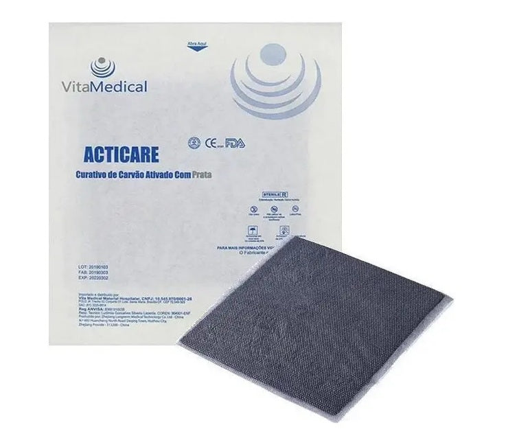 Curativo de Carvão Ativado com Prata 10x20 Acticare AG - Vital Medical