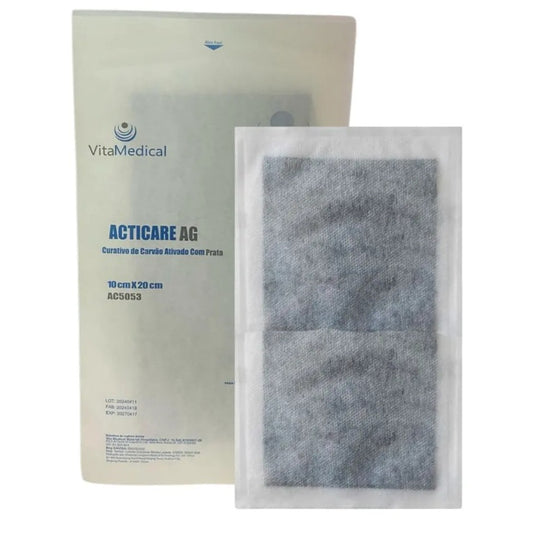 Curativo de Carvão Ativado com Prata 10x20 Acticare AG - Vital Medical